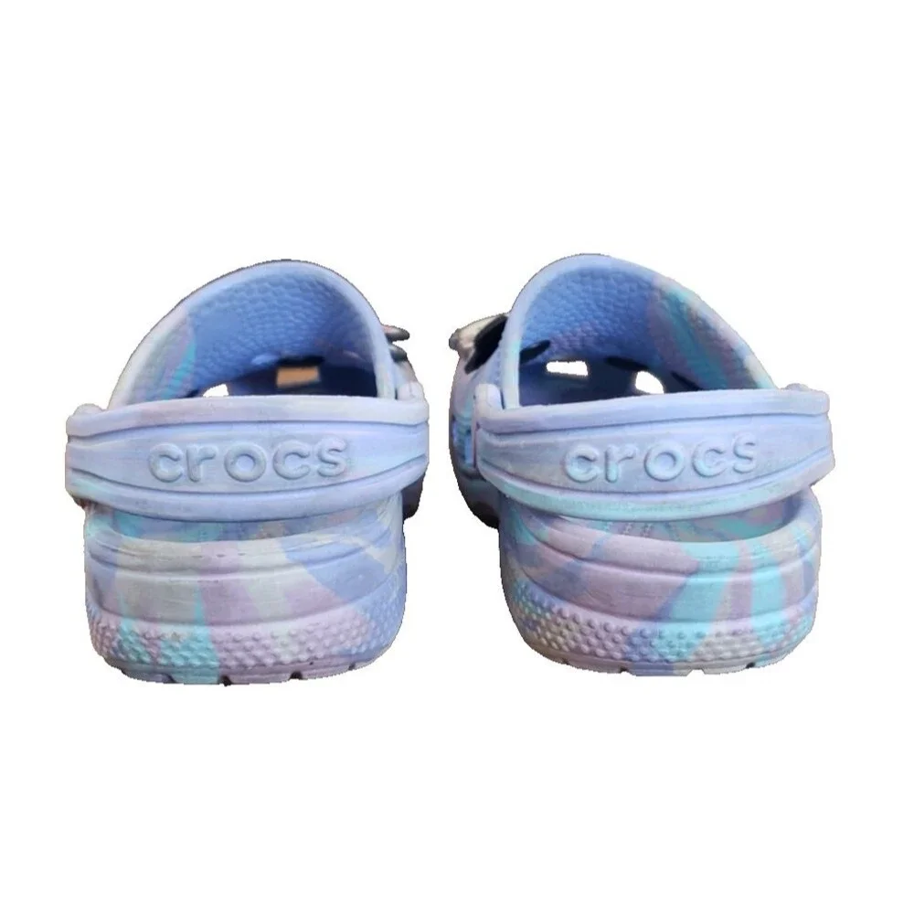 Crocs Kids Classic Clog Purple Tie-Dye Slip-On Shoes Girls Size C10 Hello Kitty
